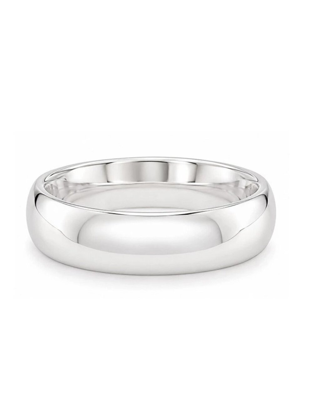 Solid Half Round Wedding Band Ring 14k White Gold